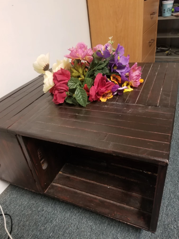 Dark Brown Wooden Crate Coffee Table