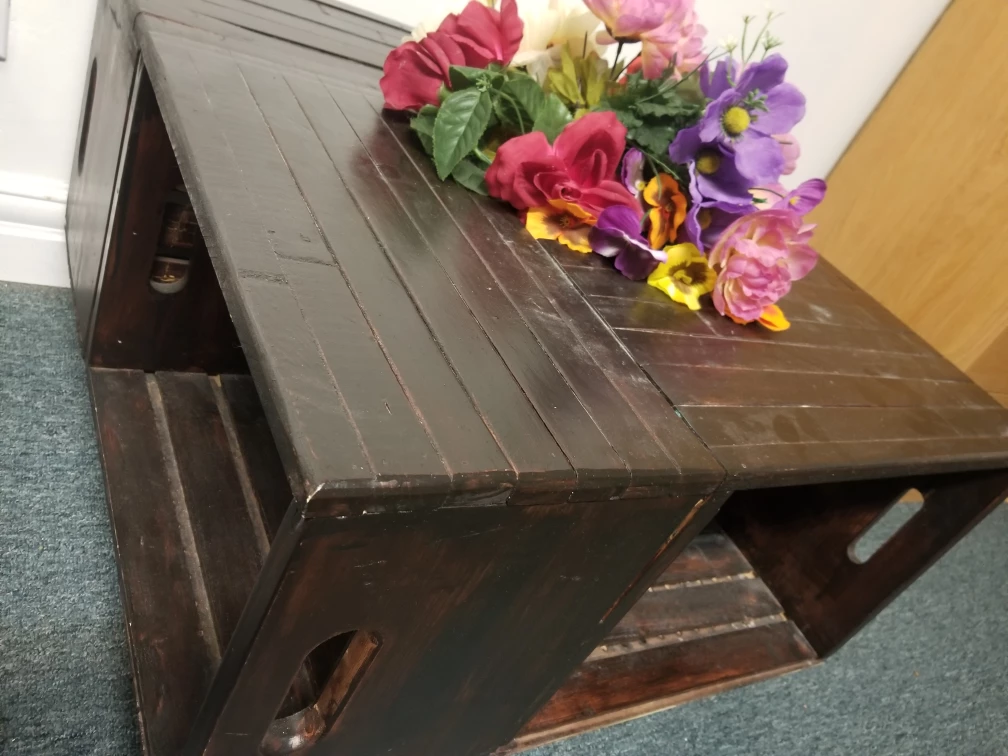 Dark Brown Wooden Crate Coffee Table - photo 3