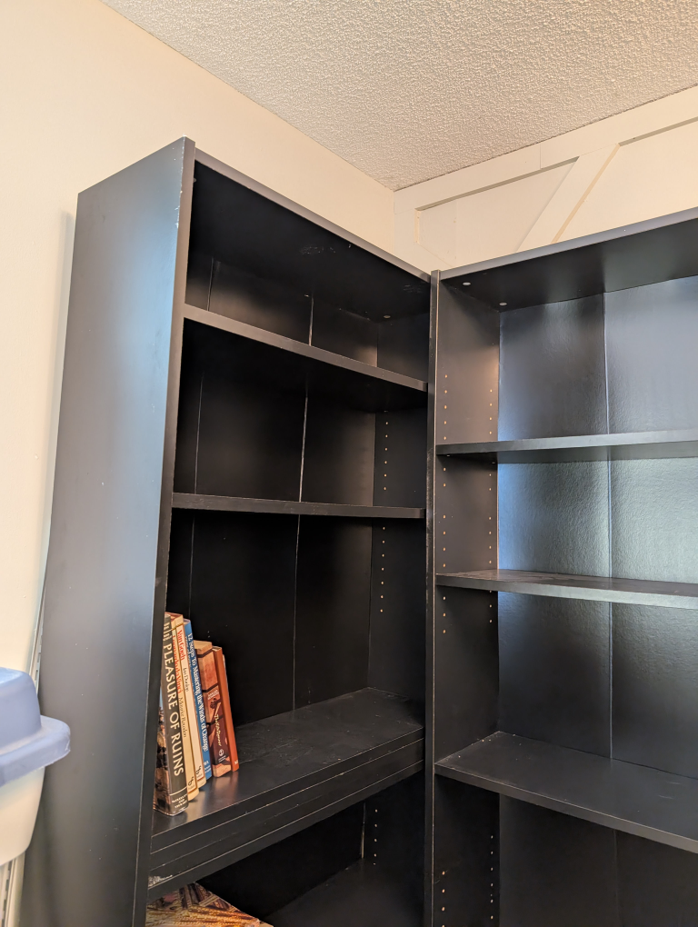 2 Black IKEA Billy Bookshelves, $35 each or $60 for both