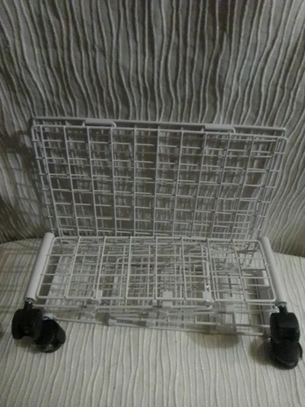 White Rolling Wire Basket Cart image indicator(3)