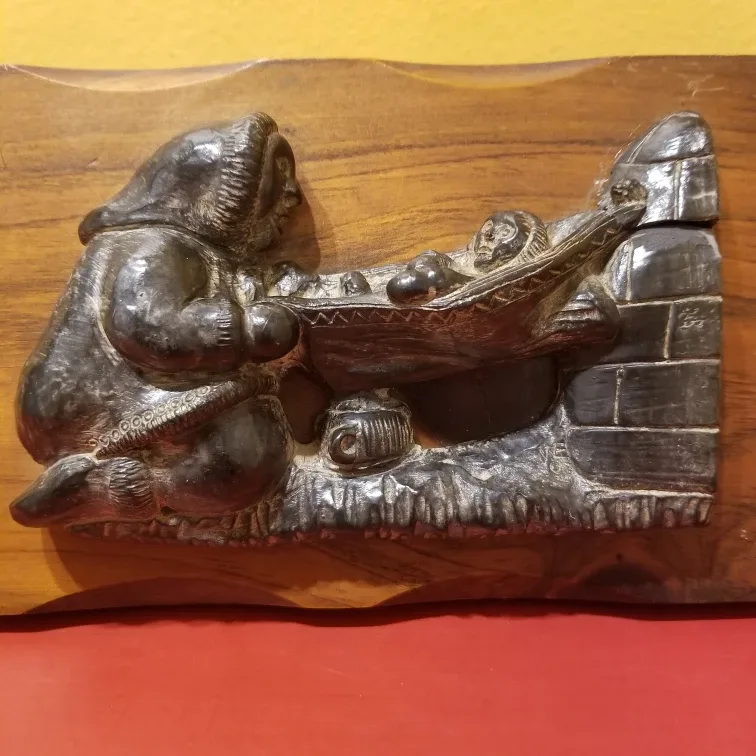 Inuit Sculpture hand carved on Wood image indicator(4)