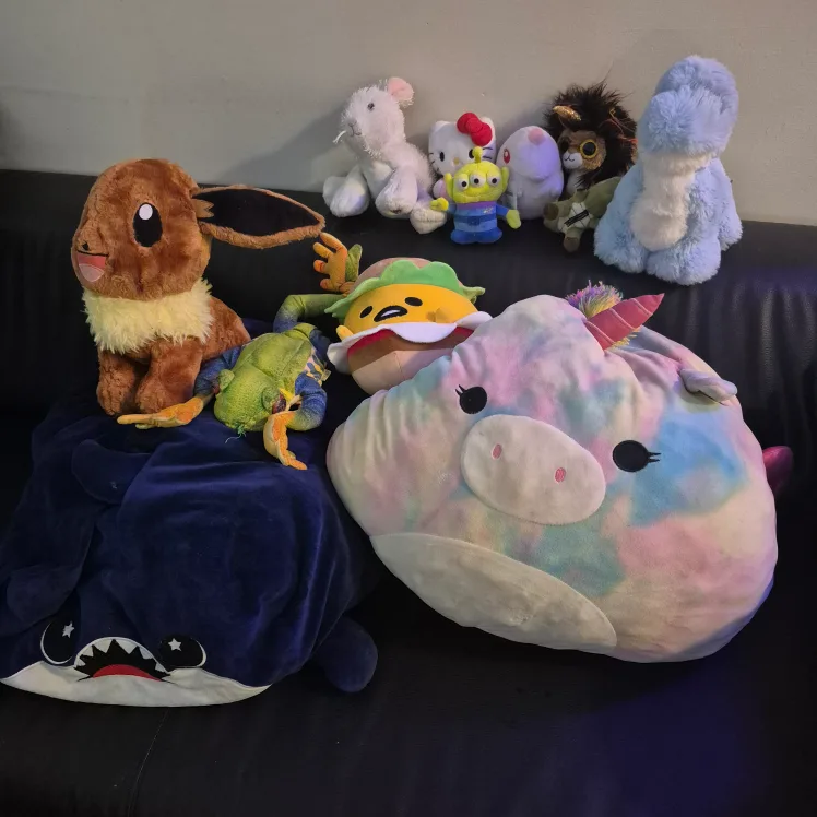 Assorted Plush Toys - Eevee, Shark, Gudetama, Unicorn thumbnail