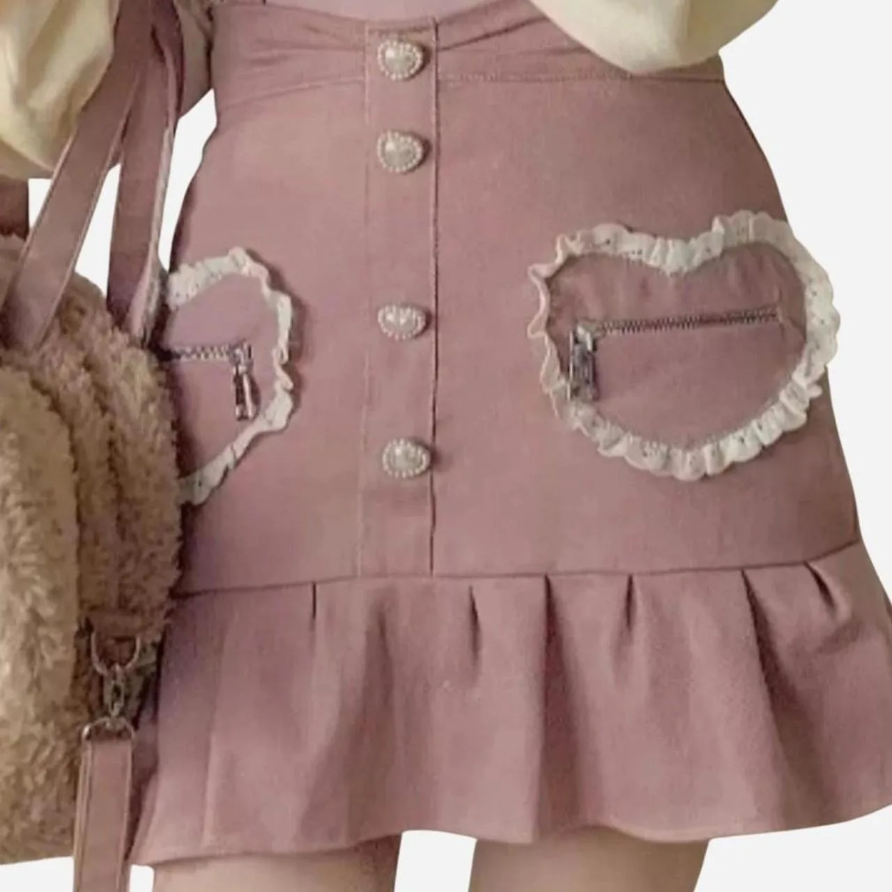 Cute pink bow suspender skirt thumbnail