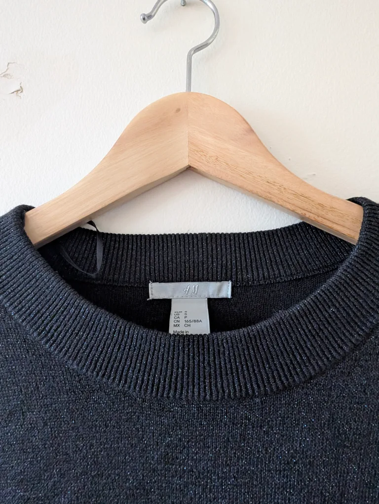 H&M Black Sparkle Sweater - Size S image indicator(2)