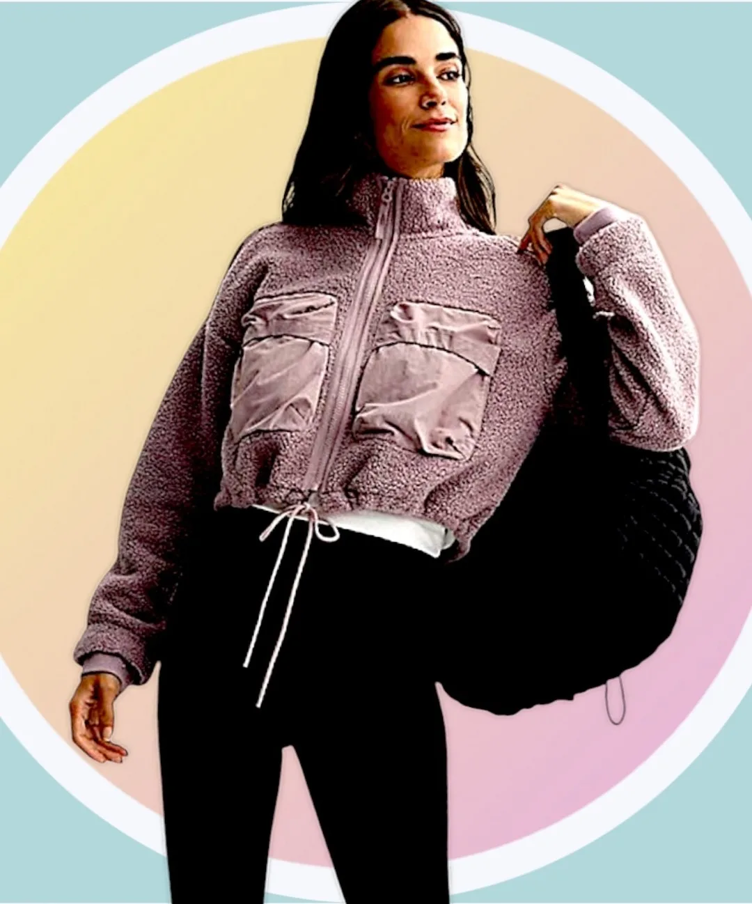 NWT XXL Mix Media Cropped Soft High Pile Jacket w 4 Pockets image indicator(2)