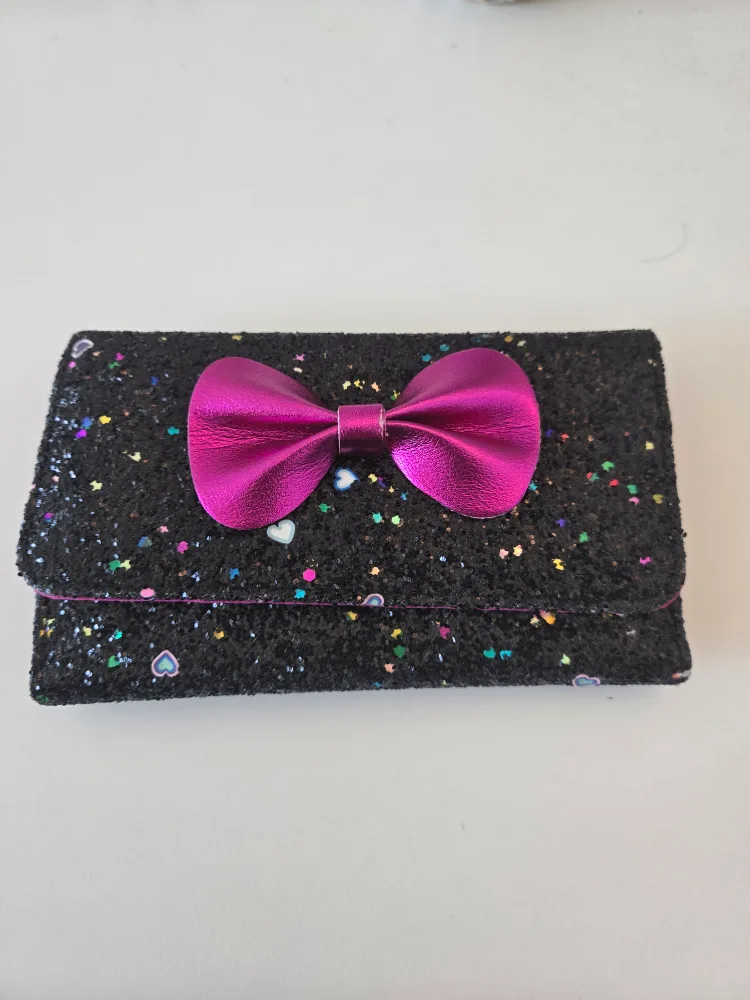 Sparkly Black & Pink Bow Wallet thumbnail