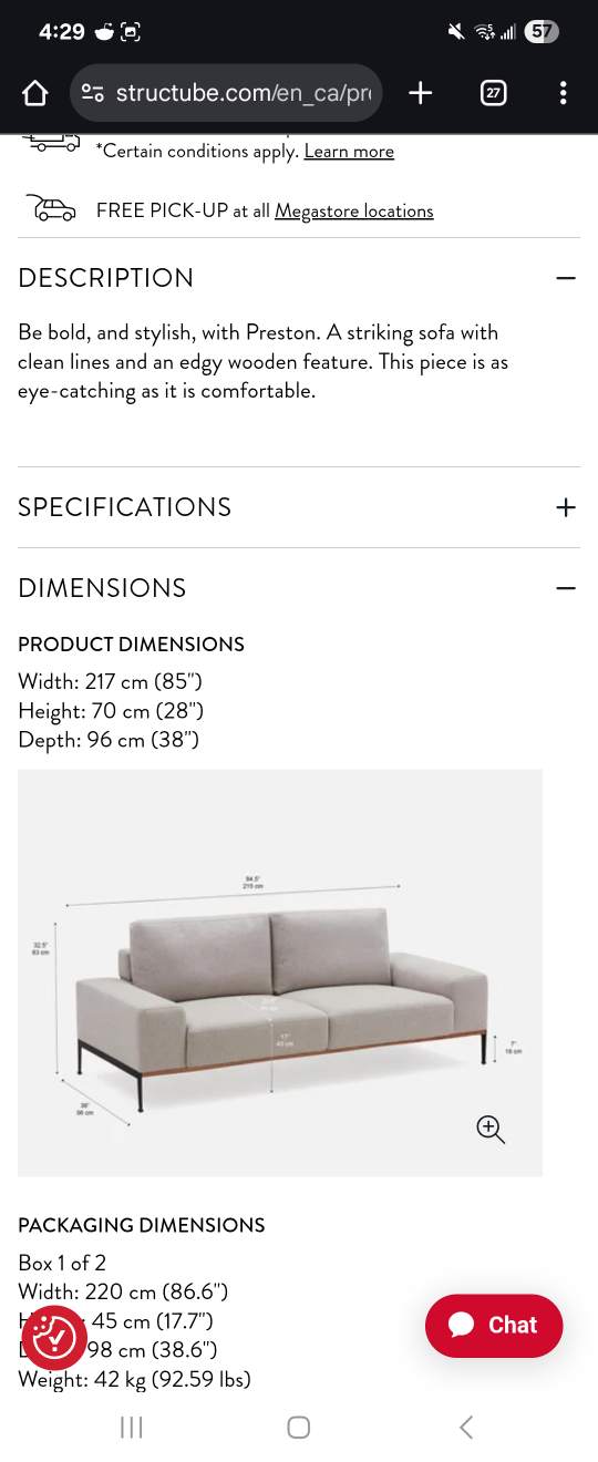 Structube Preston Sofa - Light Grey 3 seater - photo 3