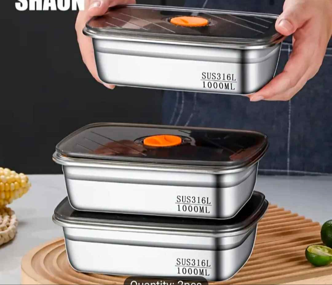 brand new 3 Stainless Steel Food Containers with Lids (Set of 3)