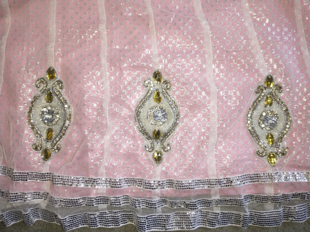 White, Pink, and Silver Embellished Kurti Dress image indicator(4)