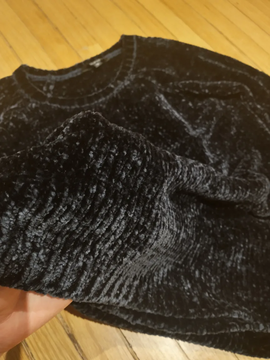 Soft, knitted blue black sweater image indicator(3)