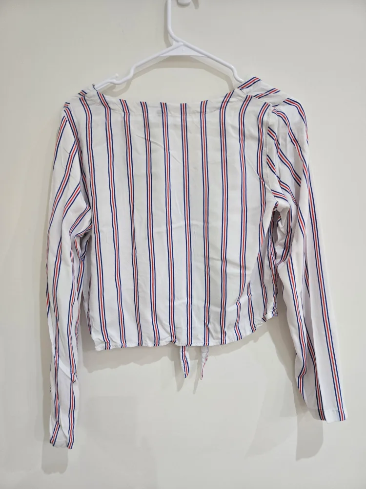 H&M Striped Tie-Front Blouse - Size 4 image indicator(3)