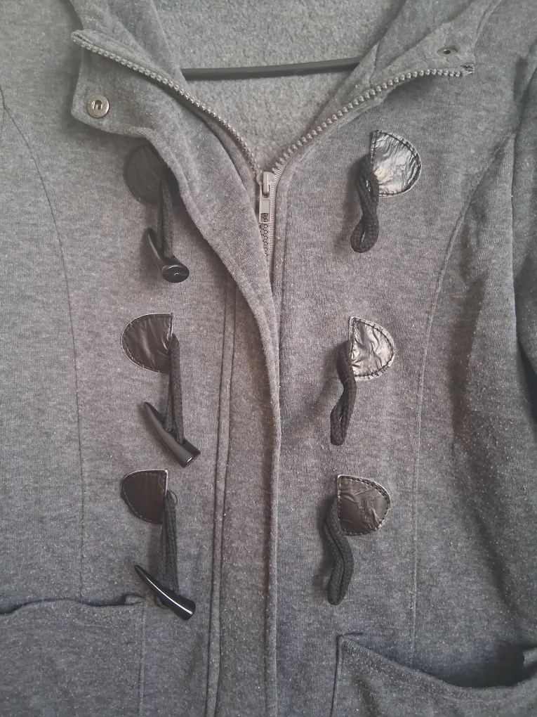 Gray Toggle Button Hooded Jacket image indicator(2)
