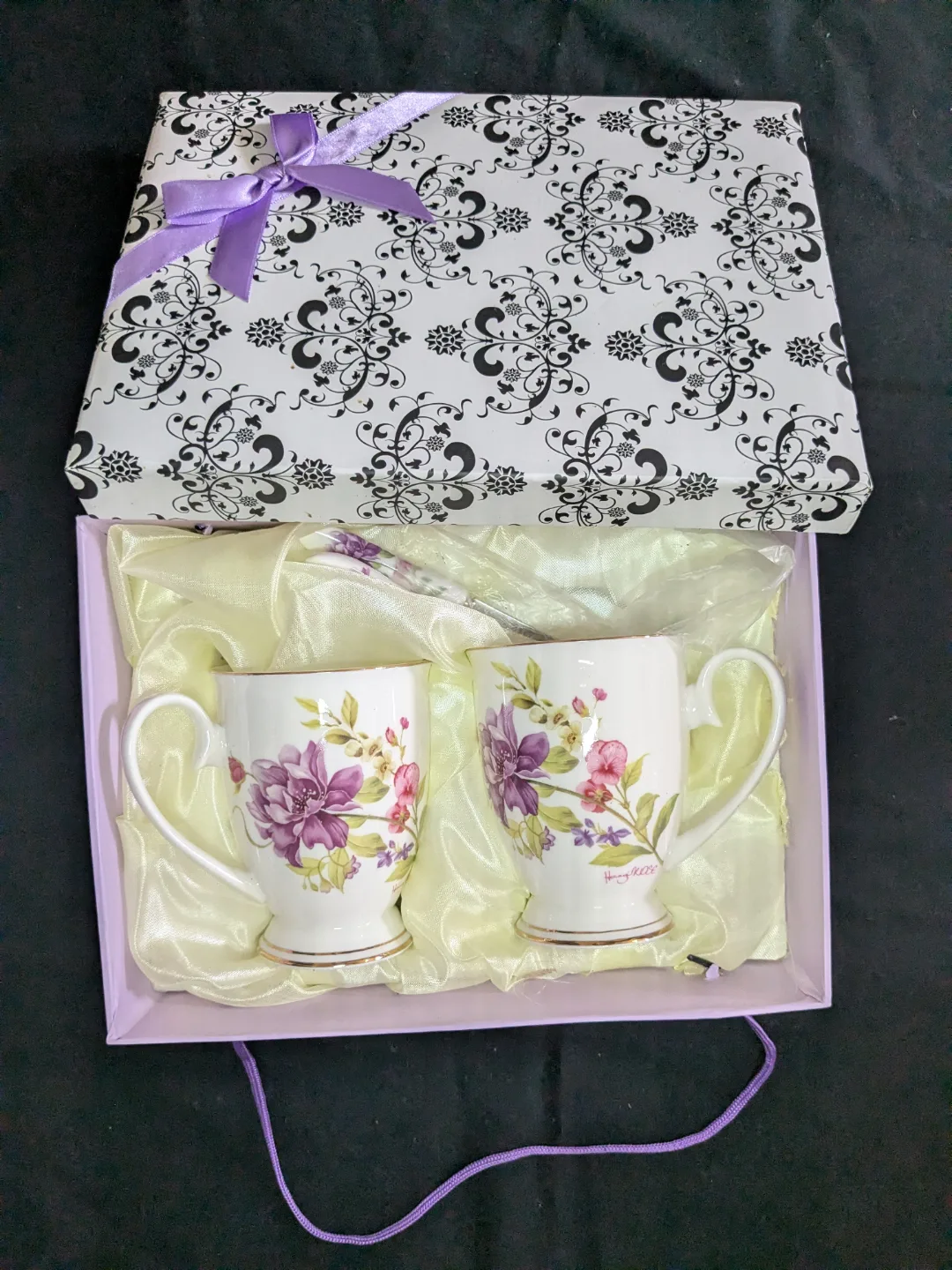 Floral Coffee Mug Set with Spoons 🧡 thumbnail