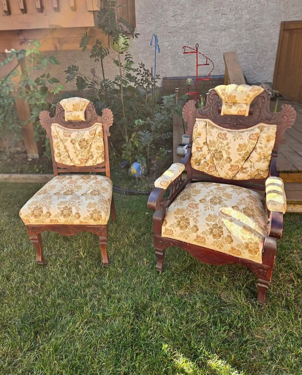 Antique Eastlake Arm Chair and Side Chair Set