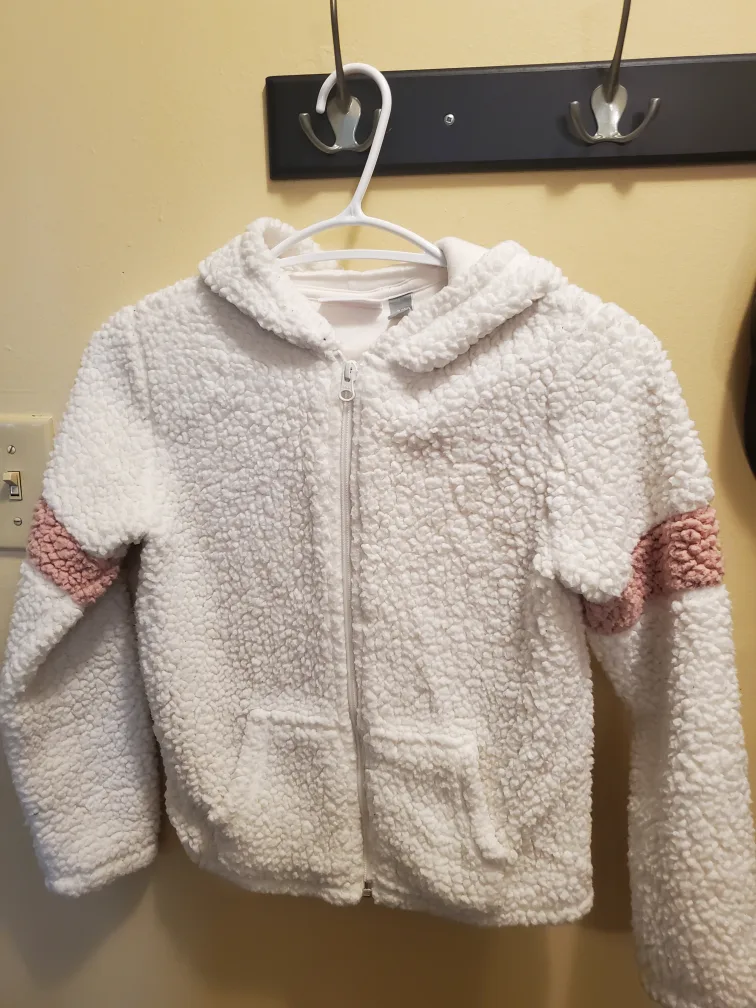 Children's Place White Sherpa Hoodie Size 7/8 thumbnail