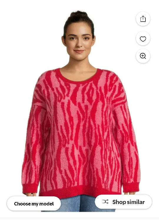 tera and sky Zebra Print Sweater, Pink/Red thumbnail