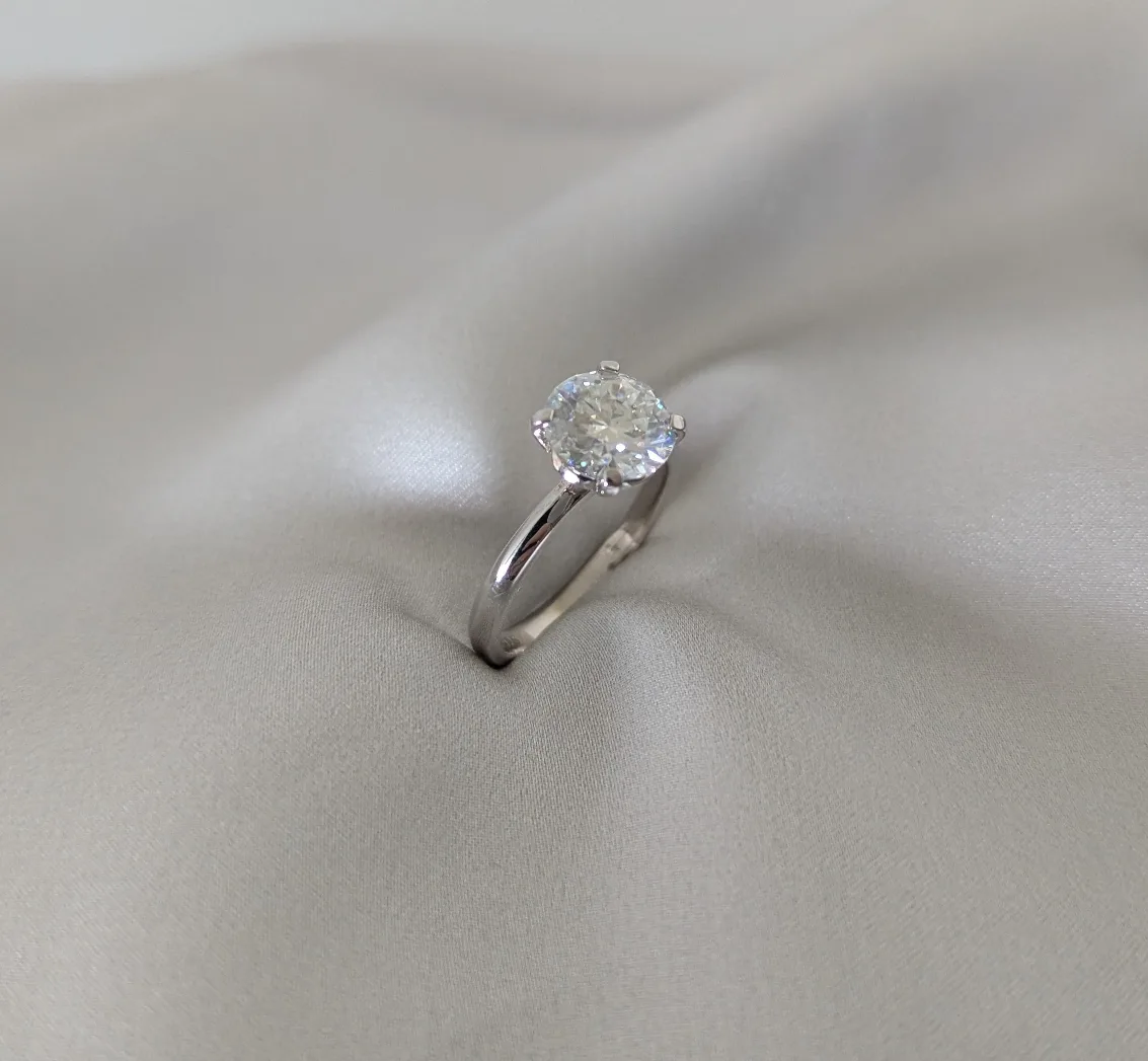 Moissanite Ring 925 Sterling Silver + 18K White Gold Plated image indicator(2)