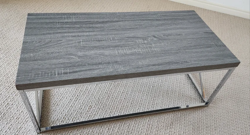 Grey Wood & Chrome Coffee Table image indicator(2)