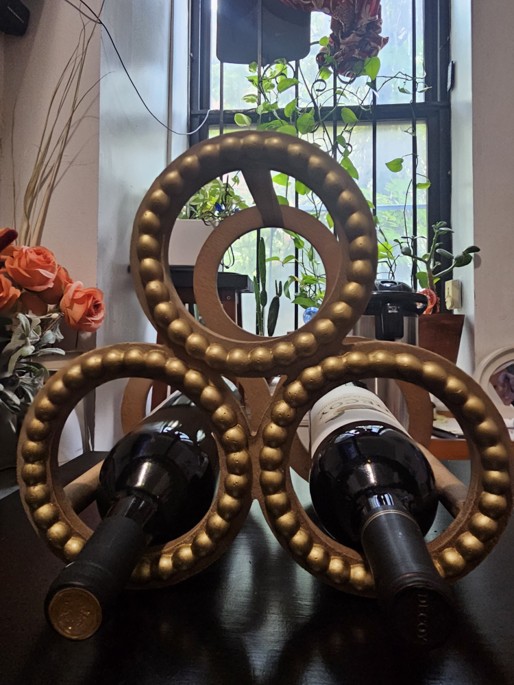Unique Gold Wooden Wine Rack