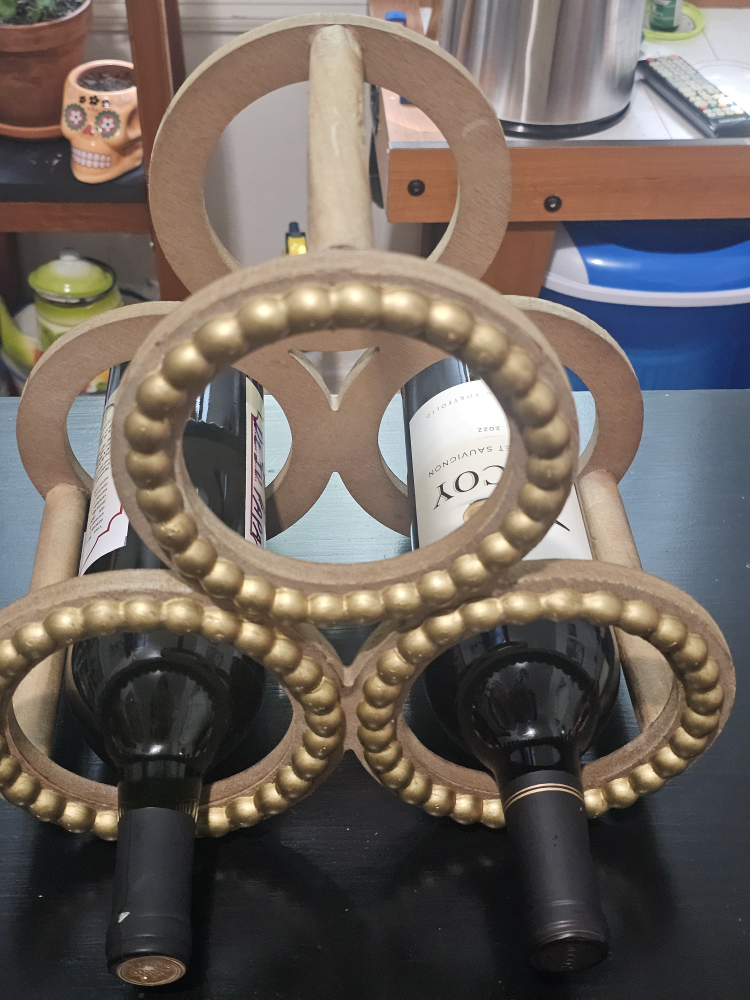 Unique Gold Wooden Wine Rack - photo 2