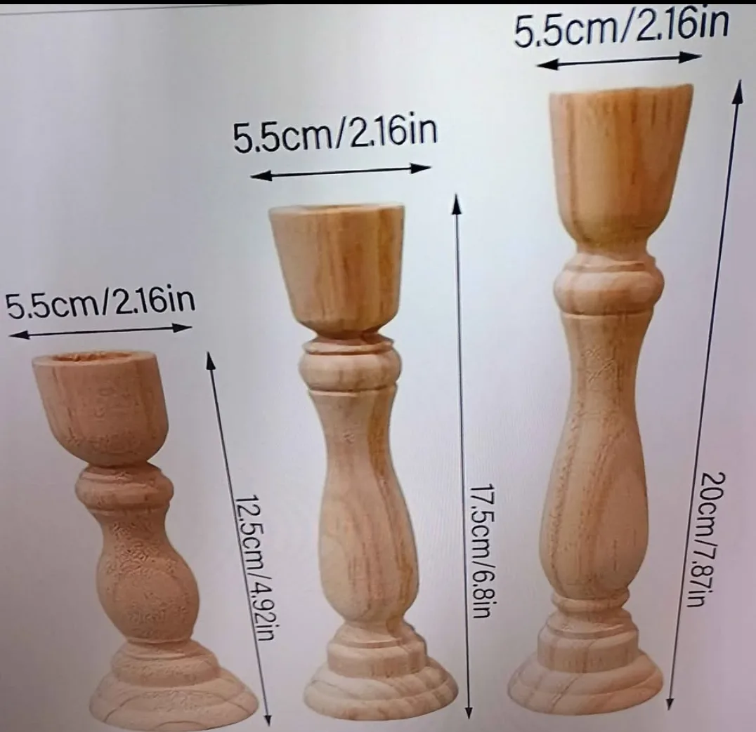 Six Wooden Candlestick Holders decor image indicator(2)