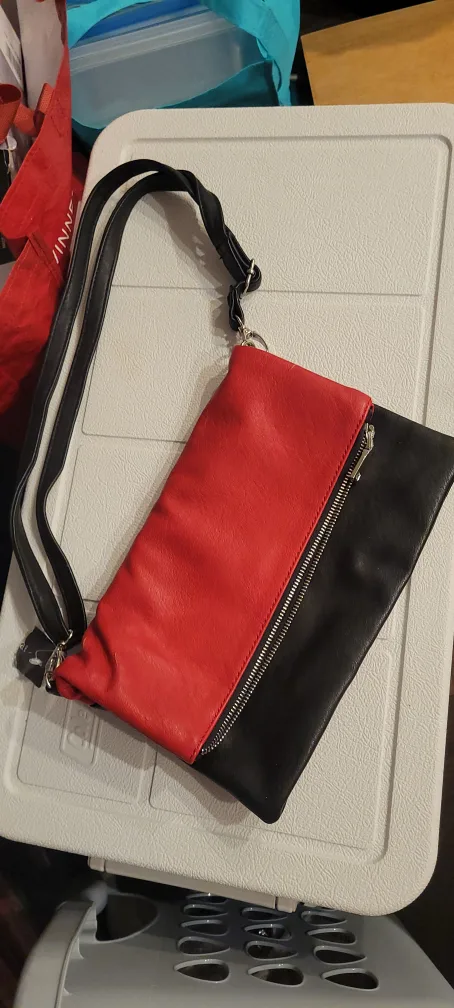 Red & Black Clutch with Strap thumbnail