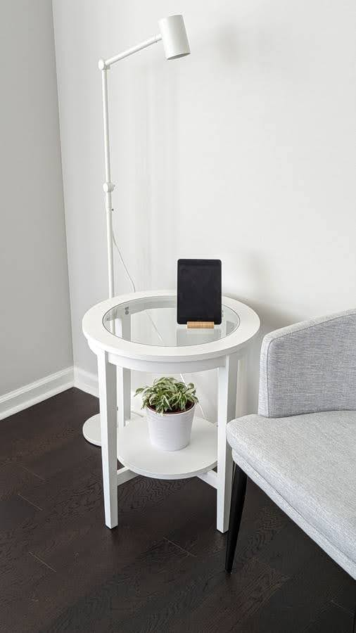 IKEA White Glass Top Round Side Table - photo 2