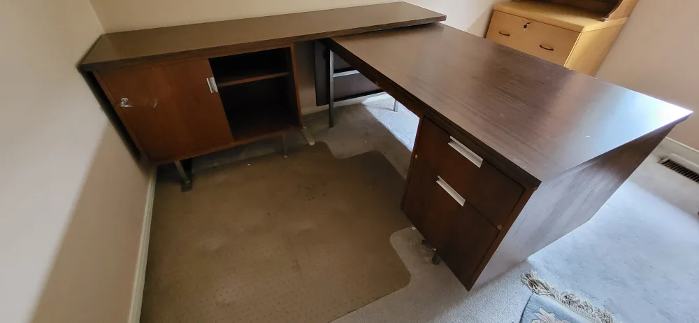 Brown L-Shaped Desk with Storage thumbnail