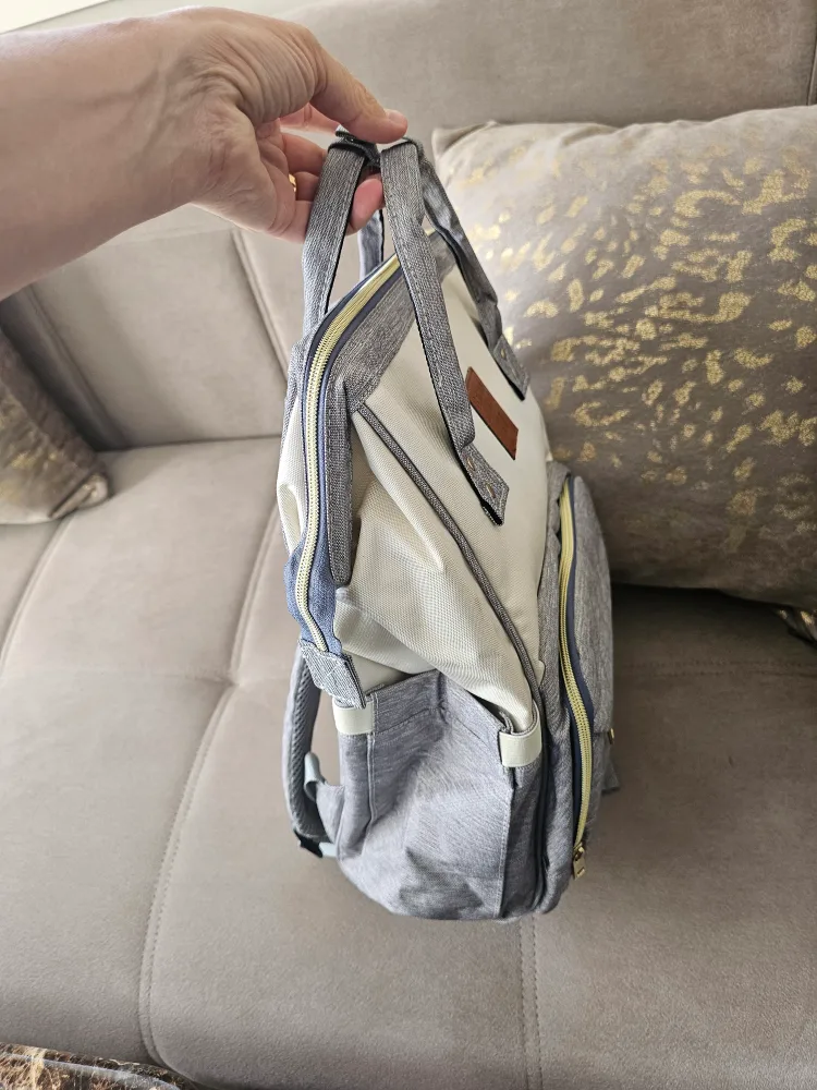 Balcony & Falcon Diaper Bag Backpack - Grey/White image indicator(5)