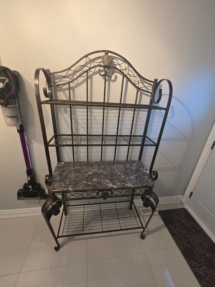 Metal Baker's Rack with Faux Marble Top thumbnail