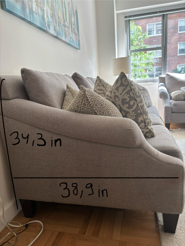 Two Gray Sofa (56.3 x 38 x 34.3 in) - photo 4