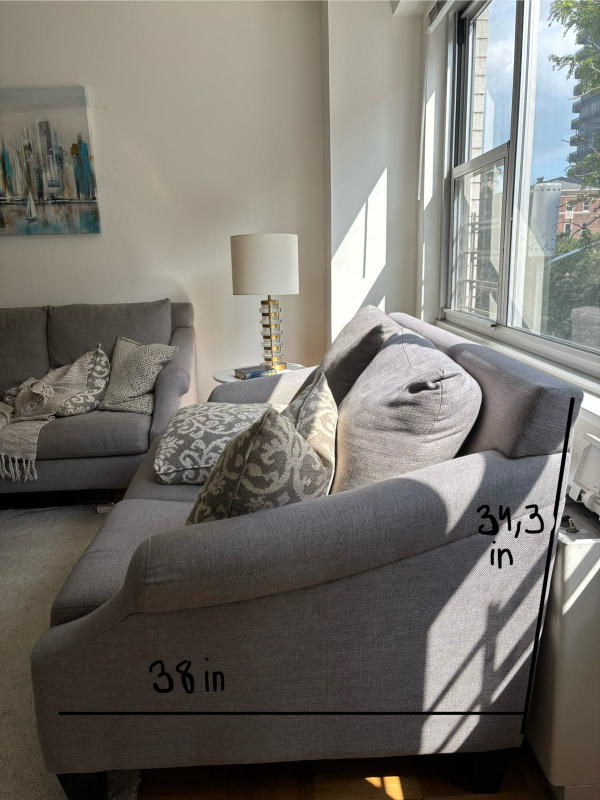 Two Gray Sofa (56.3 x 38 x 34.3 in) - photo 5
