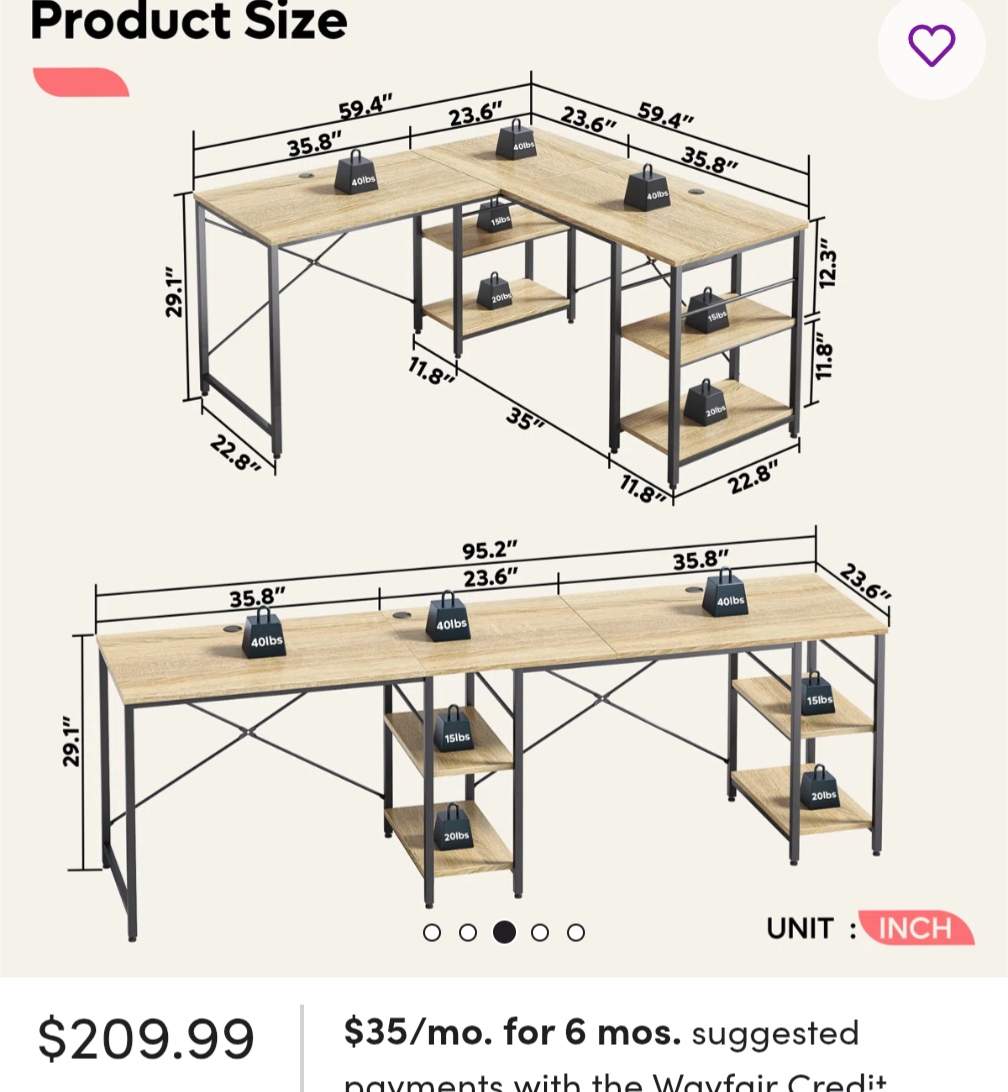 L-Shaped Corner Desk with Shelves - photo 3