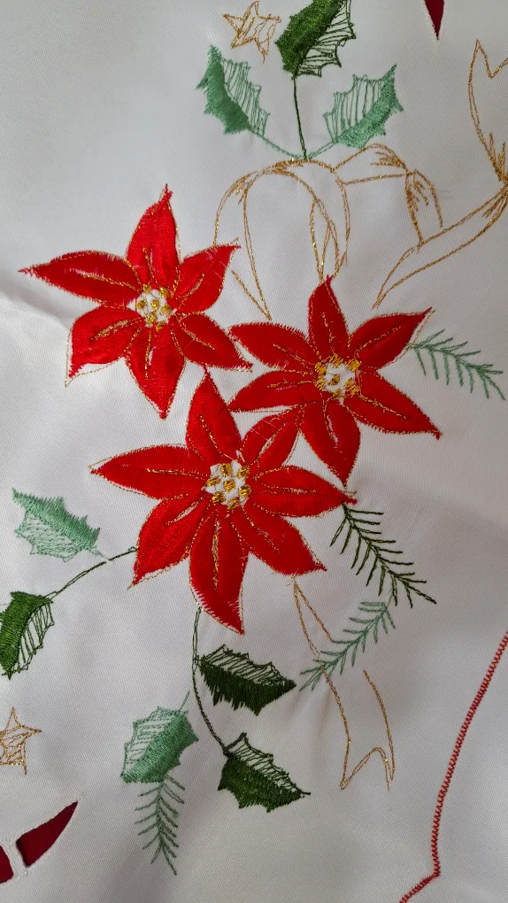 Poinsettia Embroidered Table Covering image indicator(2)