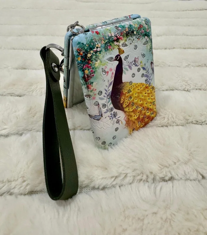 Peacock Design Compact Mirror with Strap image indicator(7)