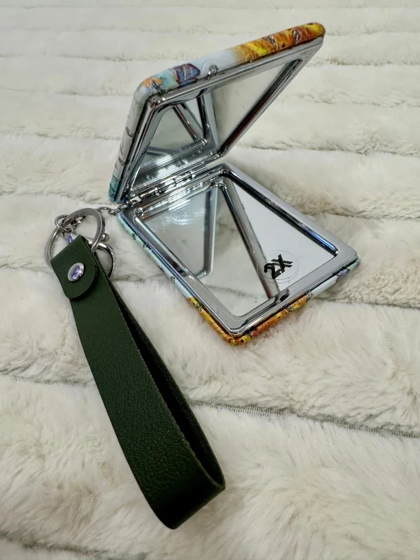 Peacock Design Compact Mirror with Strap image indicator(9)
