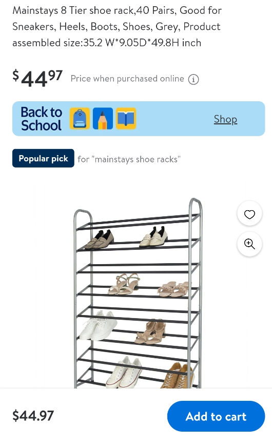 Mainstays 8-Tier Shoe Rack - Holds 40 Pairs - photo 3