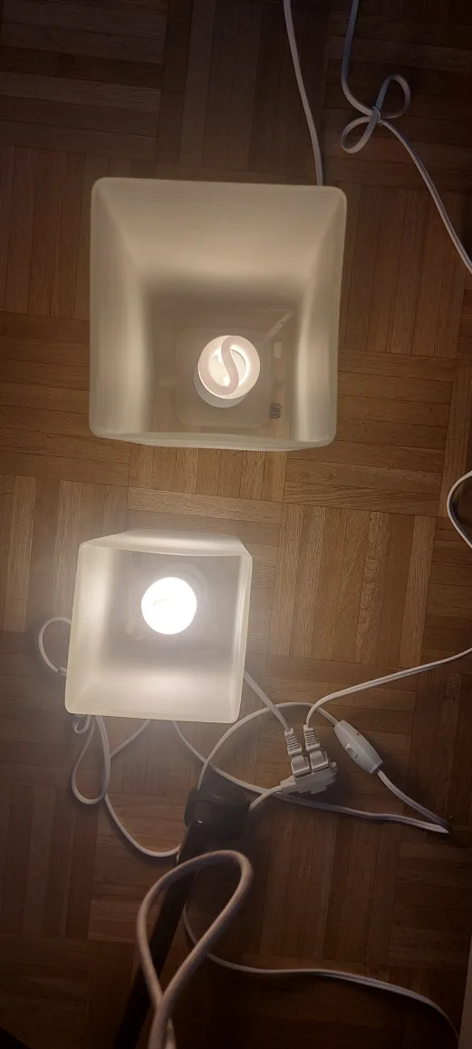 Pair of White Frosted Glass Table Lamps image indicator(6)