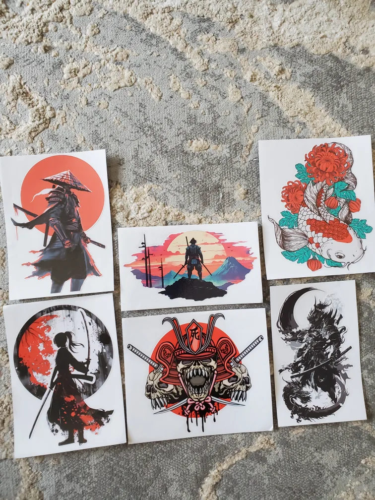 Japanese Style Samurai Geisha Vinyl Waterproof Stickers image indicator(9)