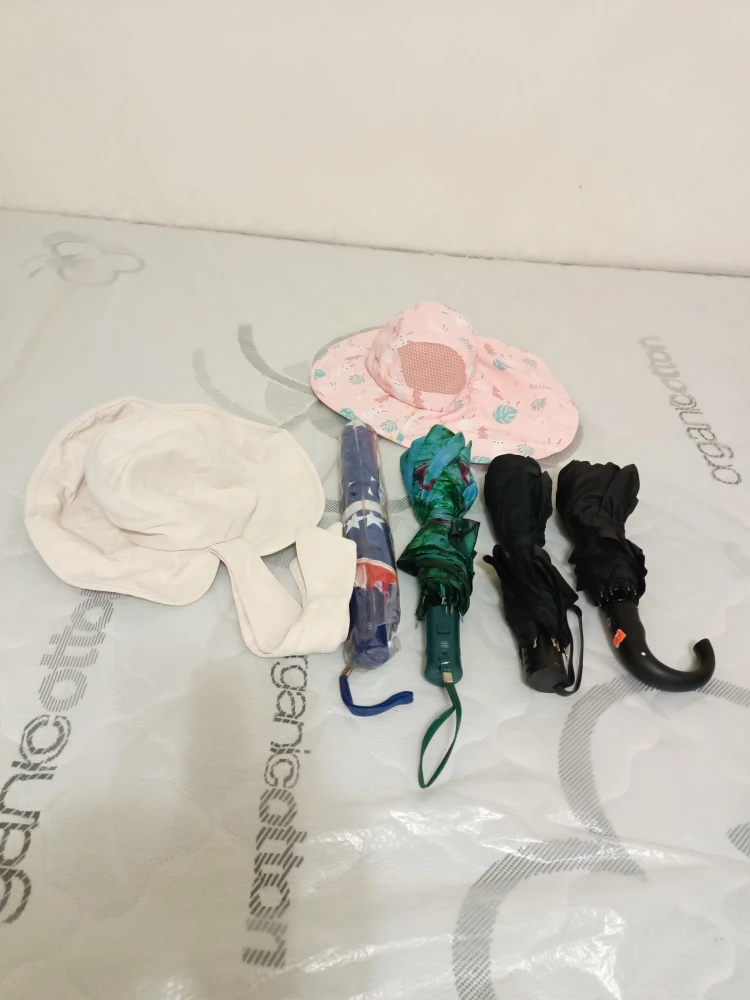 Assorted Umbrellas - Blue, Green, Black & 2 hat