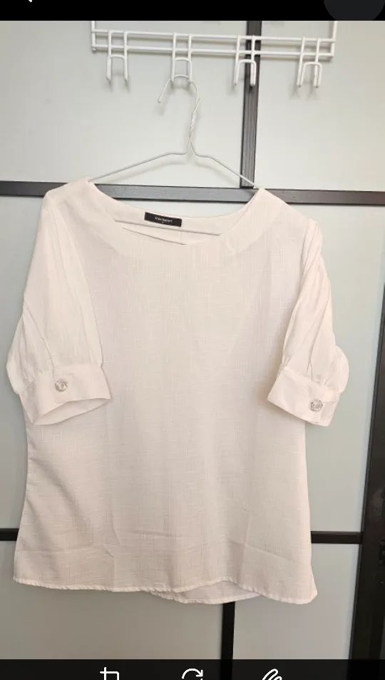 White Work Blouse with Puffed Sleeves- Size M thumbnail