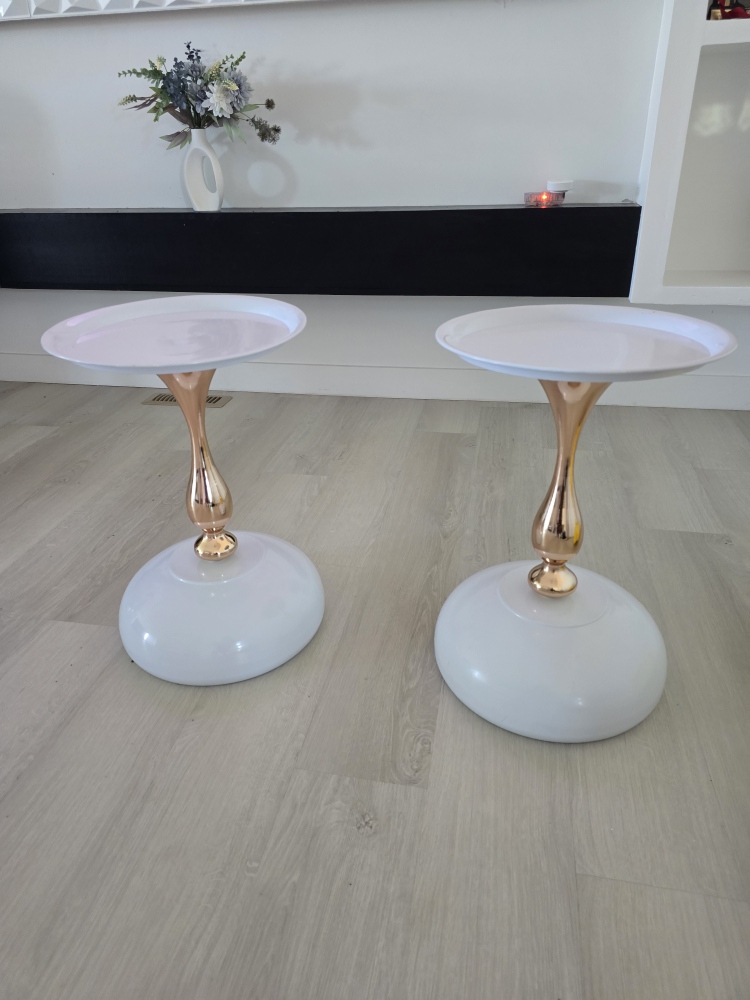 Set of 2 White & Gold side  Tables - photo 2