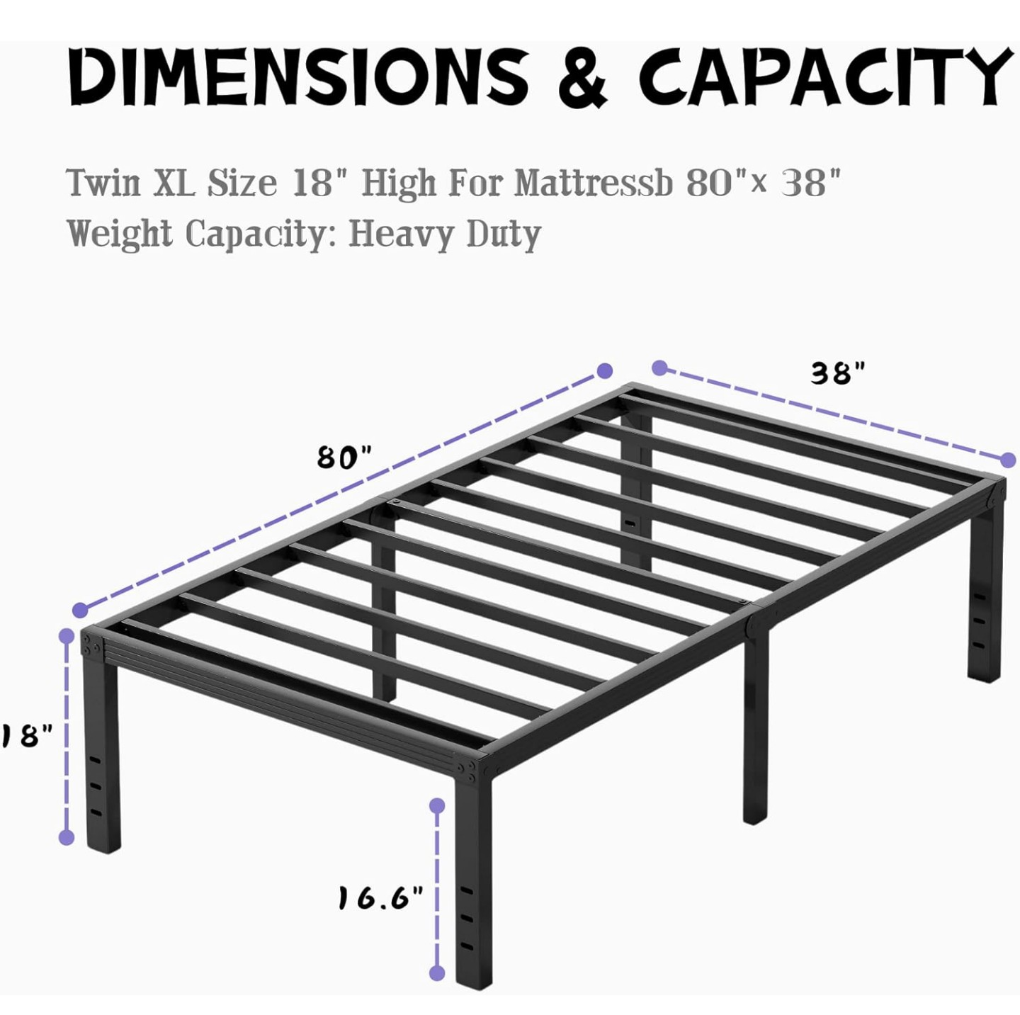 Unopened box brand new Twin XL Metal Bed Frame - 80"x38" - photo 2