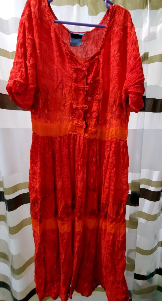Red short sleeve maxi dress thumbnail