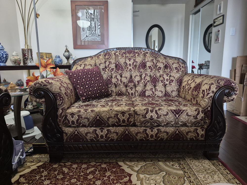 Patterned Loveseat and Sofa