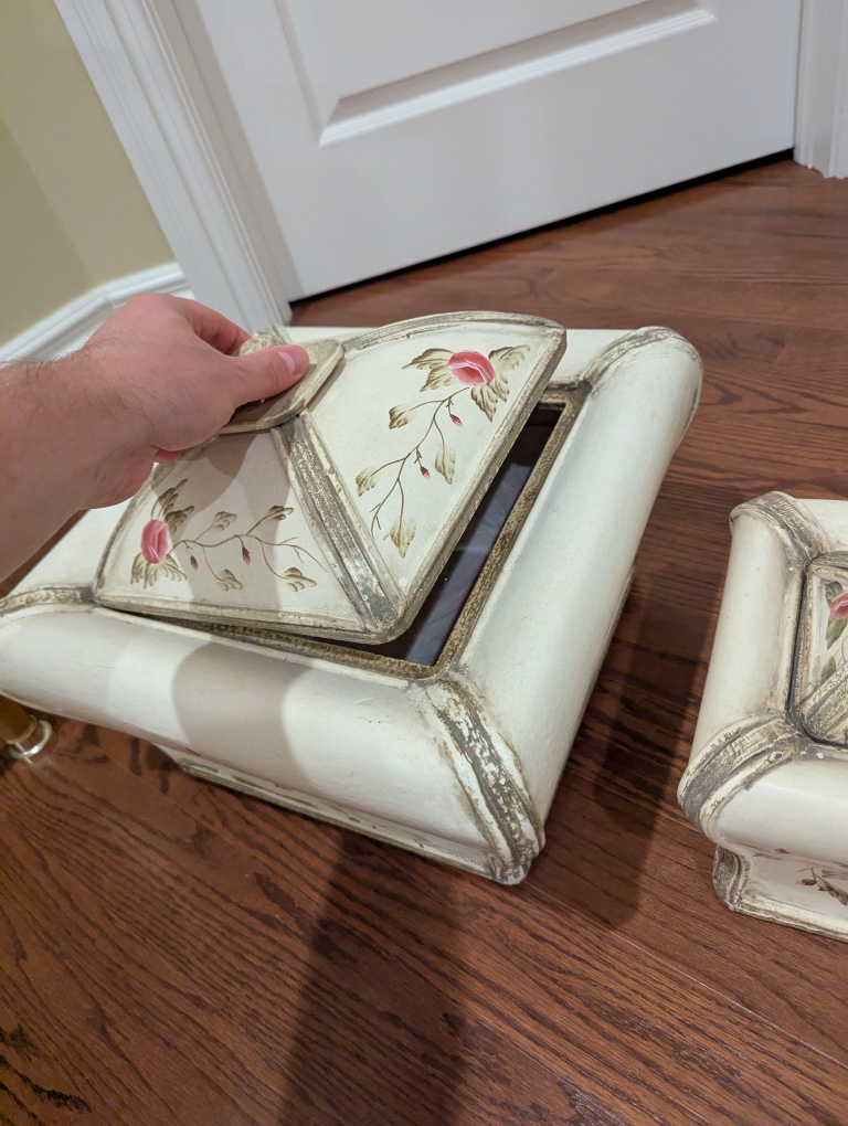 Two Vintage Country Cottage Hand Painted Floral Boxes - photo 3