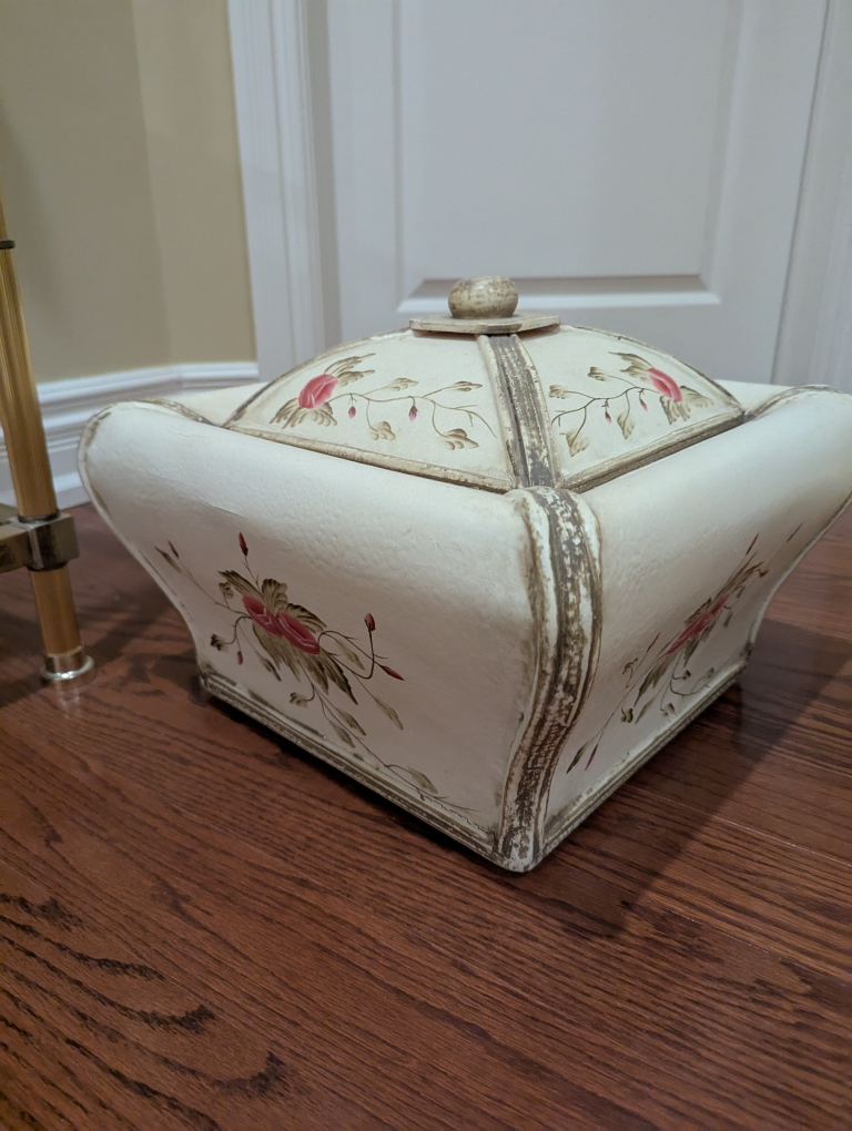 Two Vintage Country Cottage Hand Painted Floral Boxes - photo 4