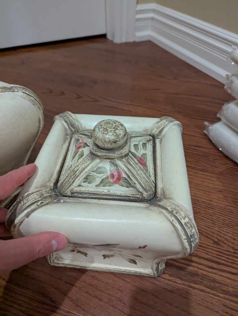 Two Vintage Country Cottage Hand Painted Floral Boxes - photo 5