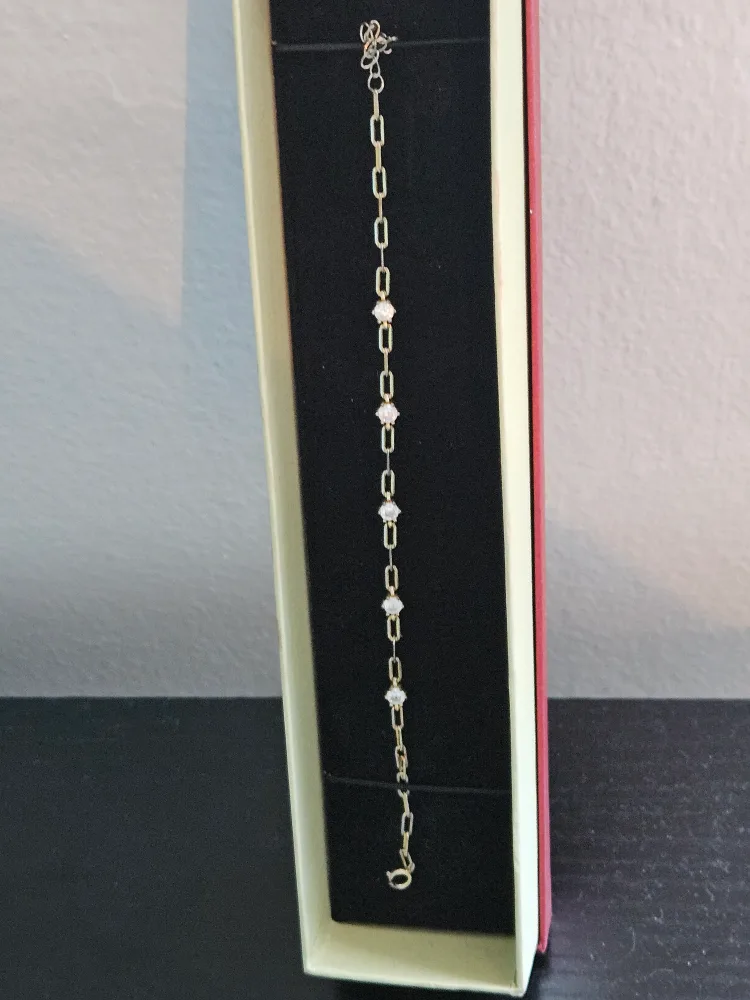 BNIB)Gold-toned 9.25 Silver tennis Bracelet thumbnail