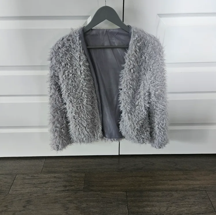 Grey Faux Fur Cardigan thumbnail